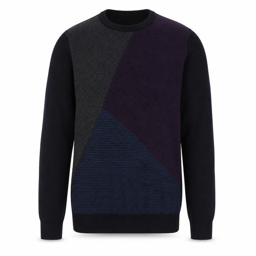 Marks and Spencer Men's Multicoloured Geometric Crew Neck Jumper S Slim Fit