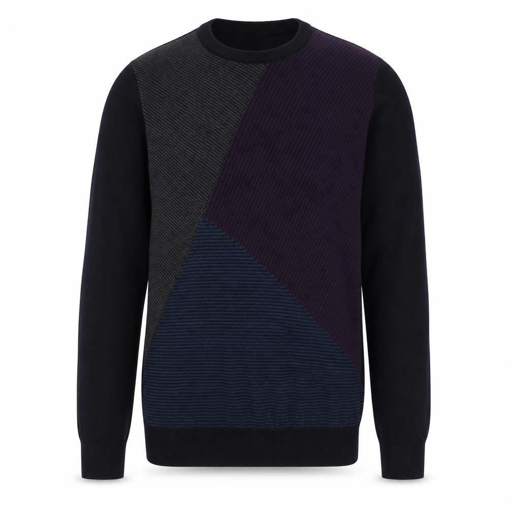 Marks and Spencer Men's Multicoloured Geometric Crew Neck Jumper S Slim Fit