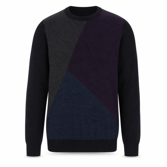 Front view of Marks & Spencer Men's Multicoloured Geometric Crew Neck Jumper S Slim Fit