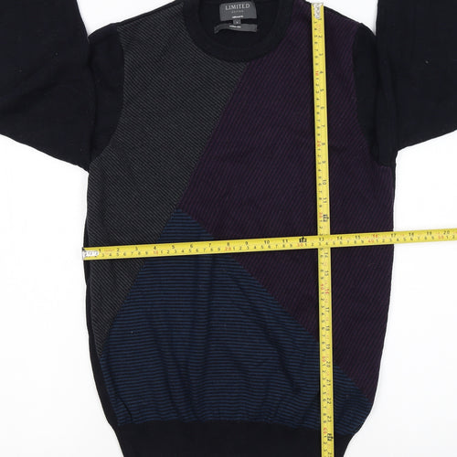 Marks and Spencer Men's Multicoloured Geometric Crew Neck Jumper S Slim Fit