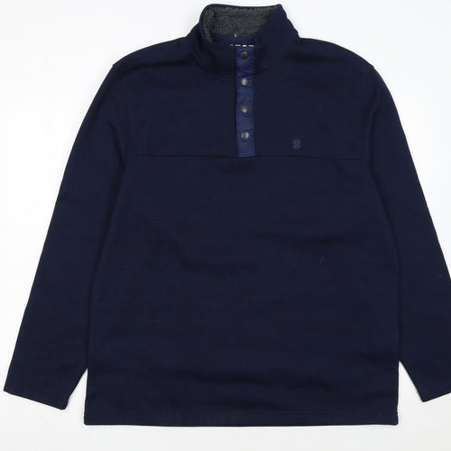 IZOD Men's Blue Fleece-Lined Henley Sweatshirt Size L