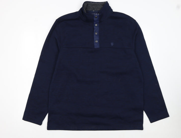IZOD Men's Blue Fleece-Lined Henley Sweatshirt Size L