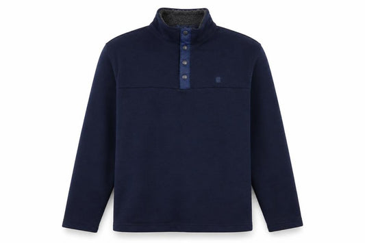 Front view of IZOD Men's Blue Fleece-Lined Henley Sweatshirt, size L