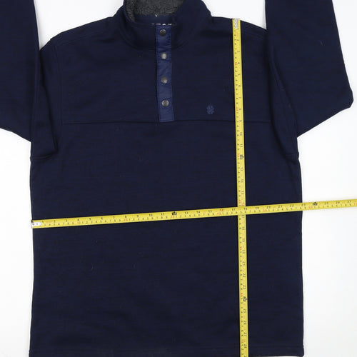 IZOD Men's Blue Fleece-Lined Henley Sweatshirt Size L