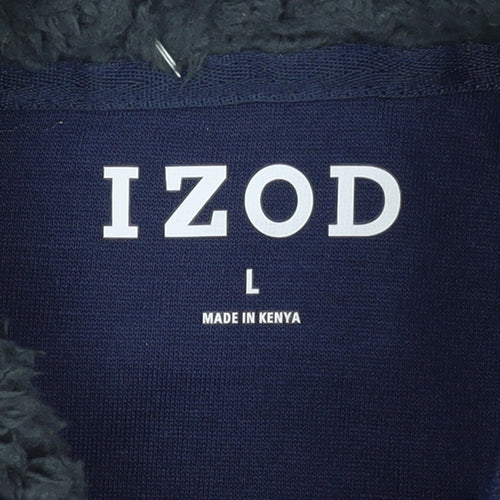 IZOD Men's Blue Fleece-Lined Henley Sweatshirt Size L