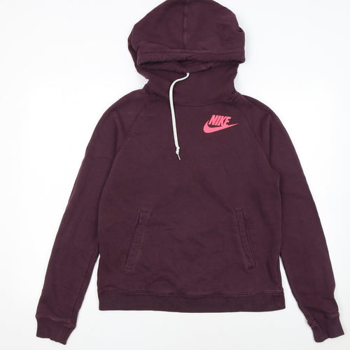 Nike Womens Burgundy Pullover Hoodie Size M Cotton Blend
