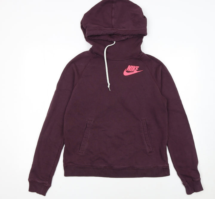 Nike Womens Burgundy Pullover Hoodie Size M Cotton Blend