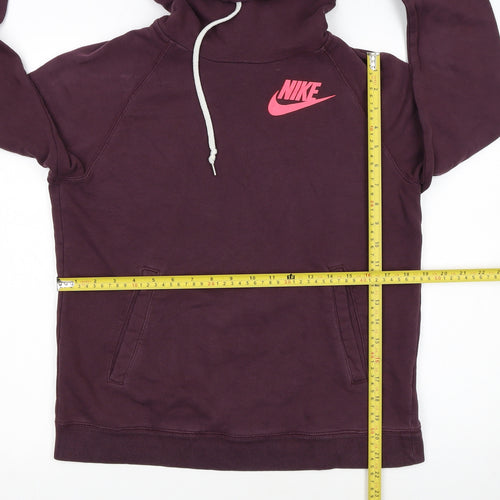 Nike Womens Burgundy Pullover Hoodie Size M Cotton Blend