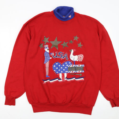 Gopher Sport Women's Red USA Patriotic Graphic Pullover Sweatshirt XL