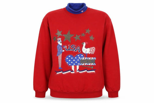 Front view of Gopher Sport Women's Red USA Patriotic Graphic Pullover Sweatshirt XL