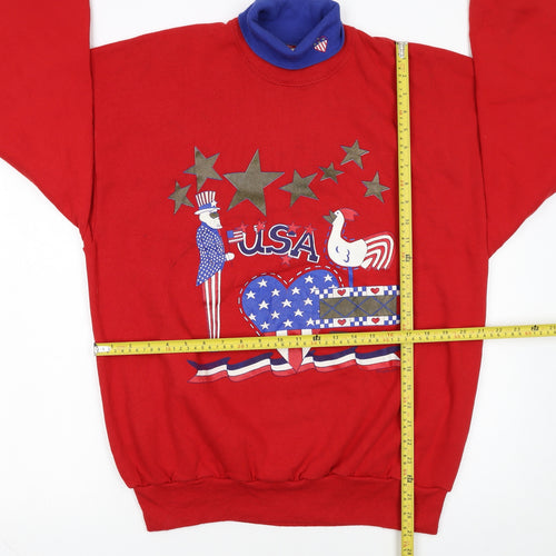 Gopher Sport Women's Red USA Patriotic Graphic Pullover Sweatshirt XL