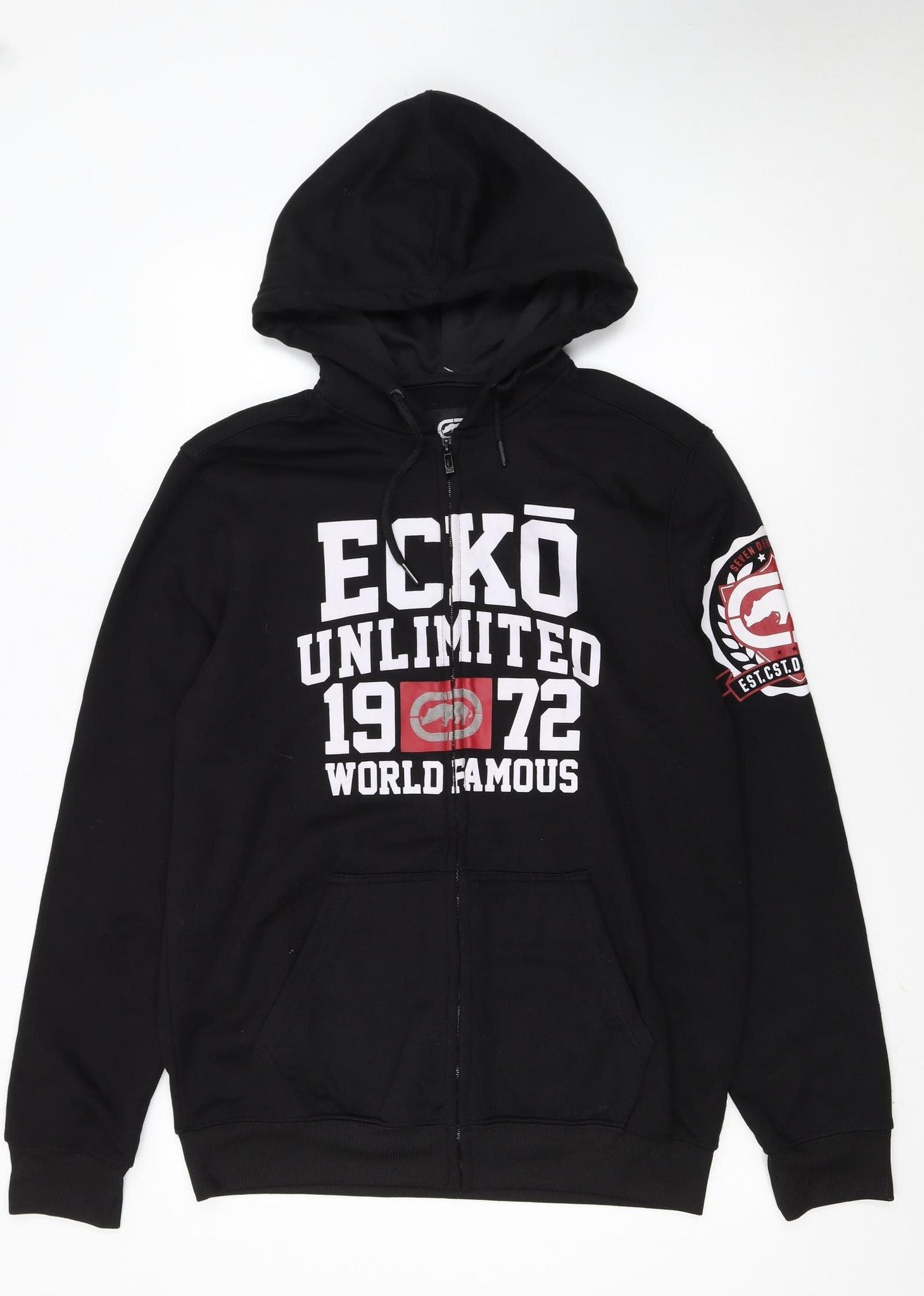 Ecko Unltd Men’s Black Full Zip Hoodie Medium Graphic Print