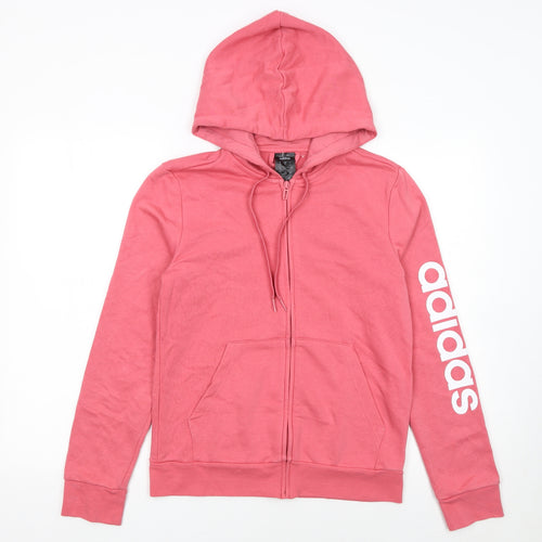Adidas Women Pink Full Zip Hoodie Size M 12-14 Cotton Blend