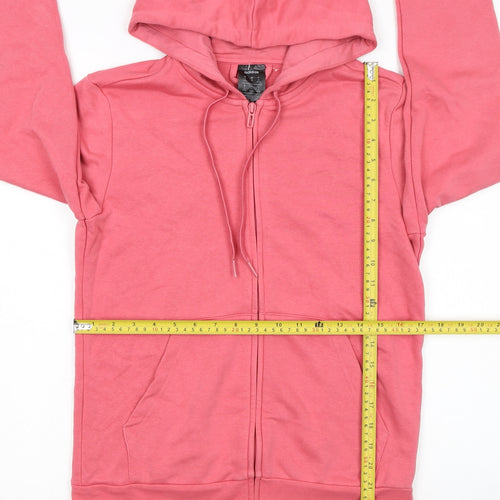 Adidas Women Pink Full Zip Hoodie Size M 12-14 Cotton Blend