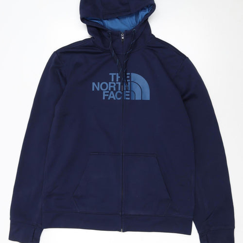 The North Face Men's Blue Full Zip Logo Hoodie Size M