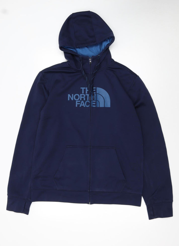 The North Face Men's Blue Full Zip Logo Hoodie Size M