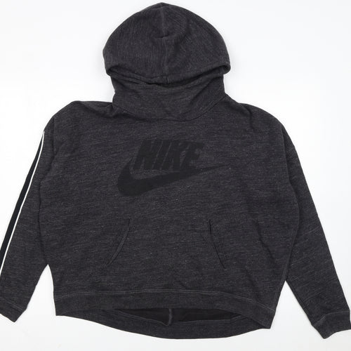 Nike Women's Black Pullover Hoodie M Cotton Logo Sportswear