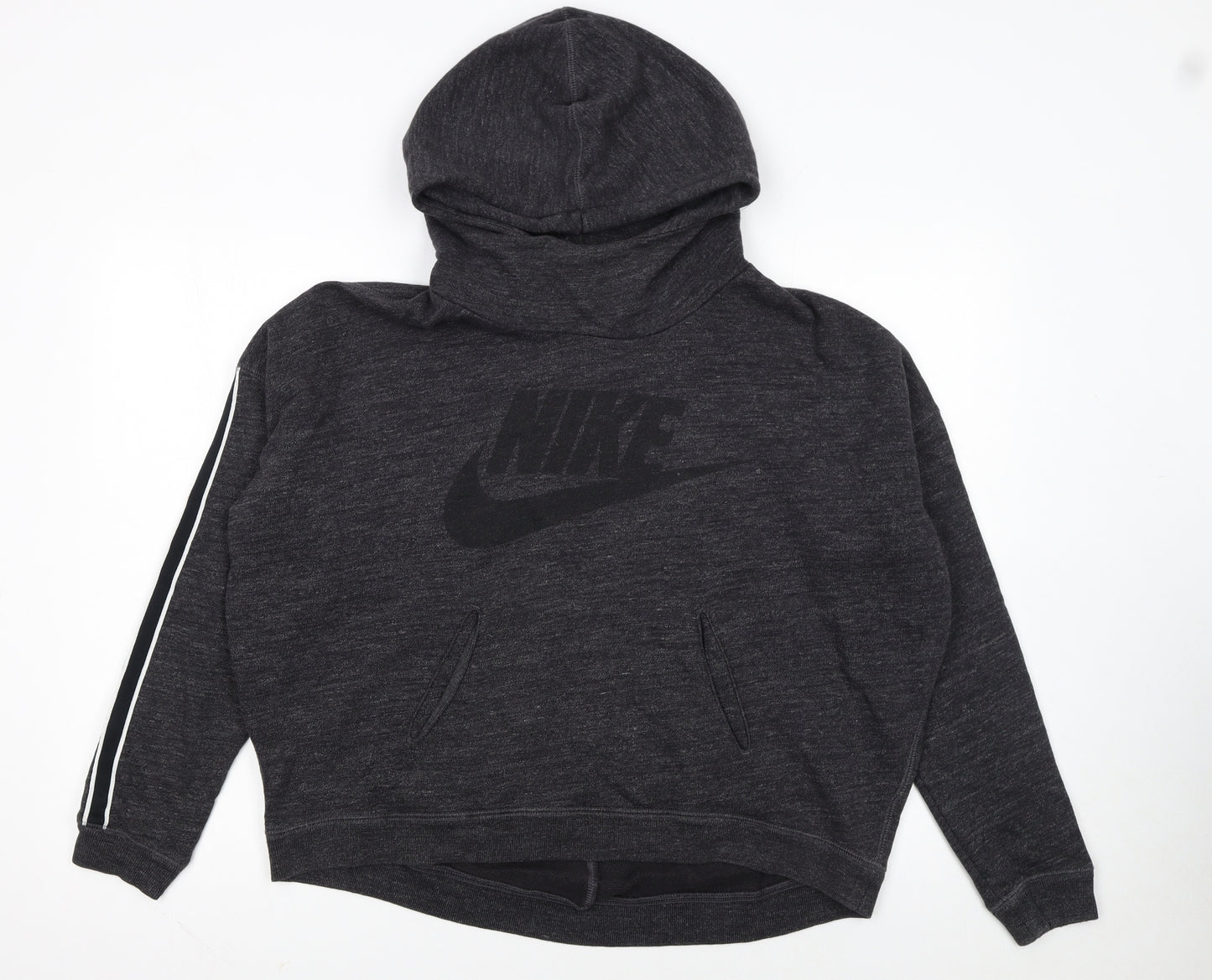 Nike Women's Black Pullover Hoodie M Cotton Logo Sportswear