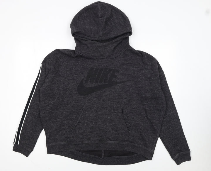 Nike Women's Black Pullover Hoodie M Cotton Logo Sportswear