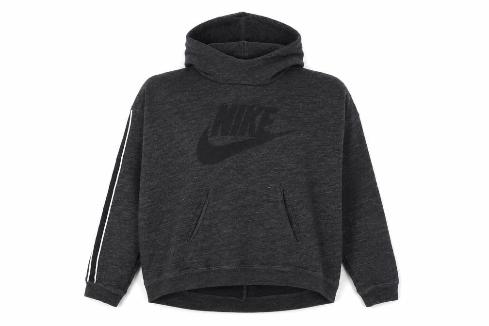 Front view of Nike Women's Black Pullover Hoodie M Cotton Logo Sportswear