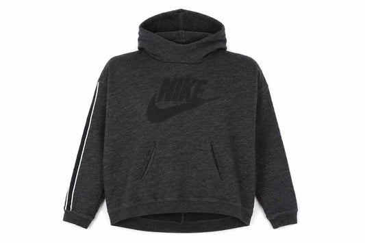 Front view of Nike Women's Black Pullover Hoodie M Cotton Logo Sportswear