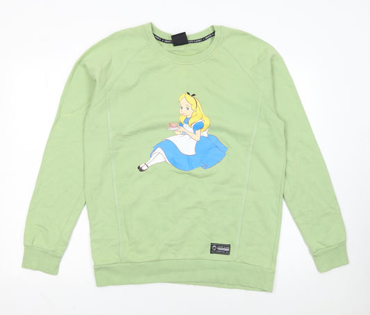 Front view of Porogoporoc Women Green Alice in Wonderland XL Sweatshirt