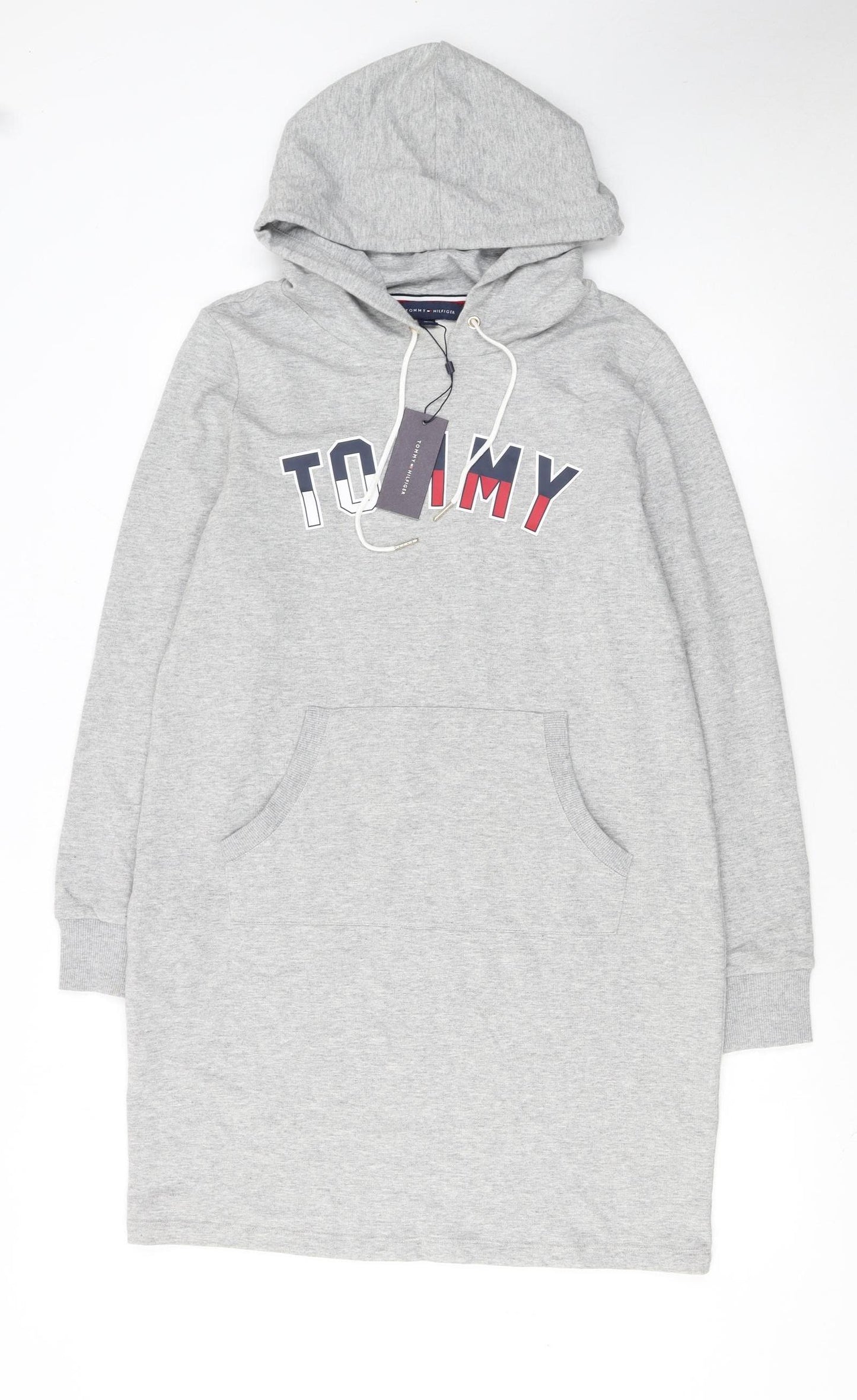 Tommy Hilfiger Women’s Grey Hoodie T-Shirt Dress M Casual Logo