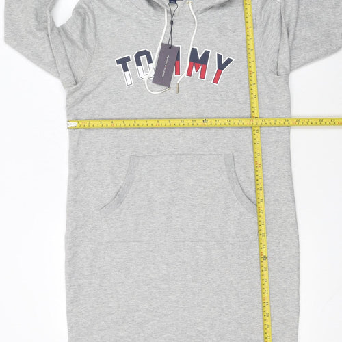 Tommy Hilfiger Women’s Grey Hoodie T-Shirt Dress M Casual Logo