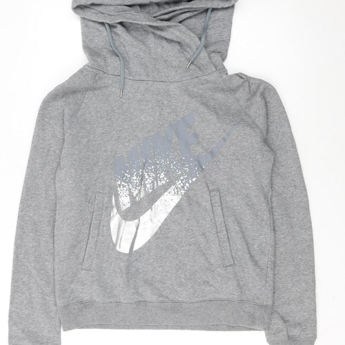 Nike Womens Grey Pullover Hoodie Medium Cotton Blend Casual