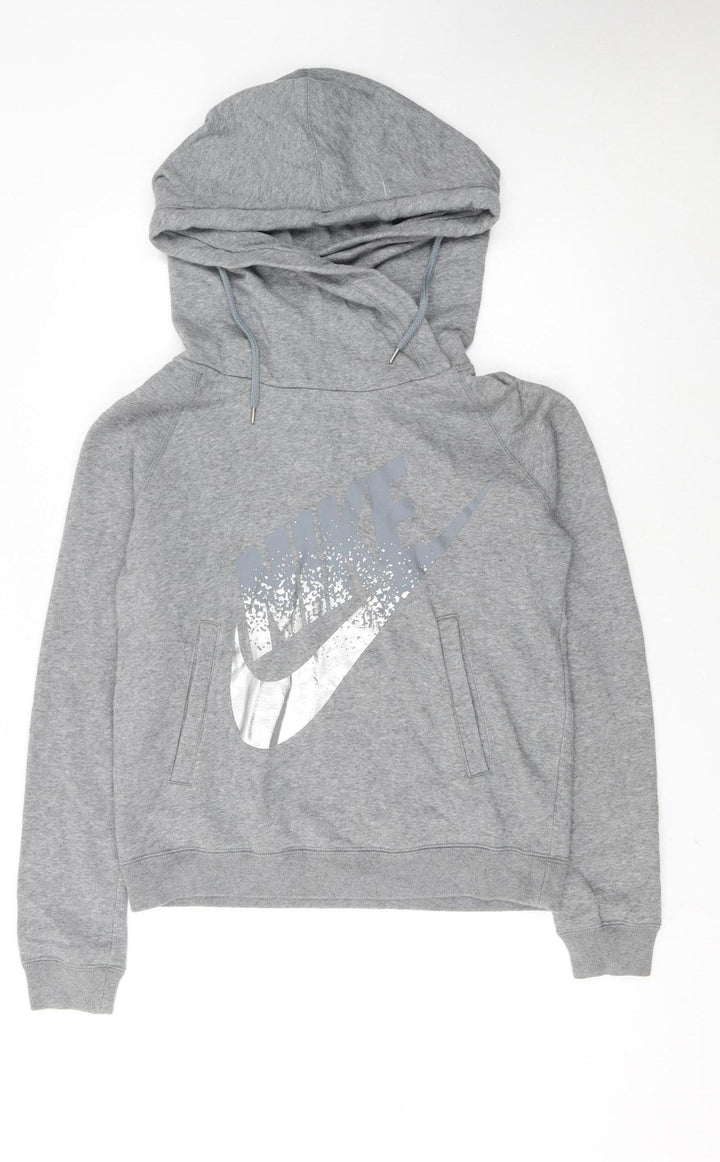 Nike Womens Grey Pullover Hoodie Medium Cotton Blend Casual