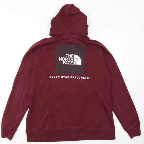 The North Face Womens Red Pullover Hoodie L Cotton Blend Logo Sweatshirt