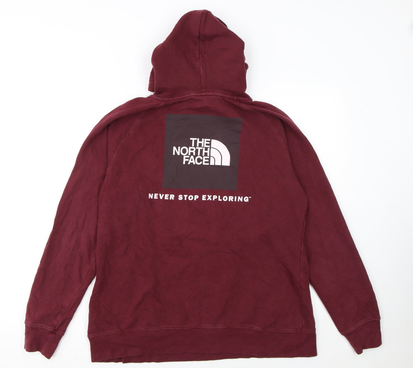 The North Face Womens Red Pullover Hoodie L Cotton Blend Logo Sweatshirt