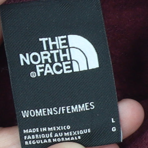 The North Face Womens Red Pullover Hoodie L Cotton Blend Logo Sweatshirt