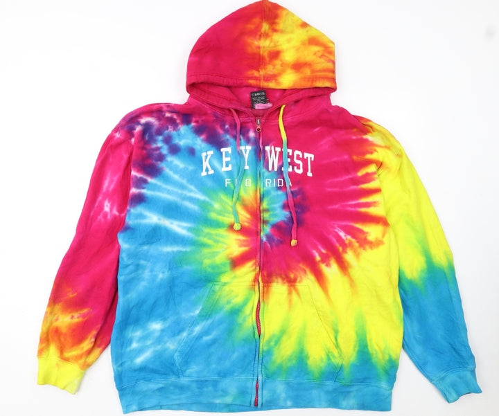 Isaac's Designs Sports Women's Multicoloured Tie-Dye Full Zip Hoodie XL