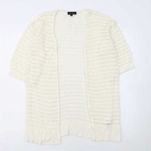New Look Women's Ivory Short Sleeve Open Knit Cardigan Size S