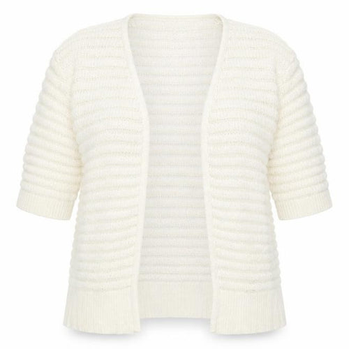 New Look Women's Ivory Short Sleeve Open Knit Cardigan Size S