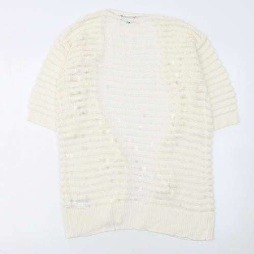 New Look Women's Ivory Short Sleeve Open Knit Cardigan Size S
