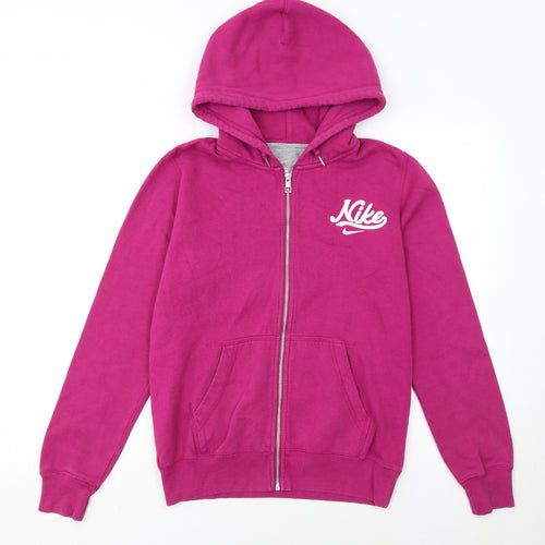 Nike Womens Pink Full Zip Hoodie M Cotton Blend Casual
