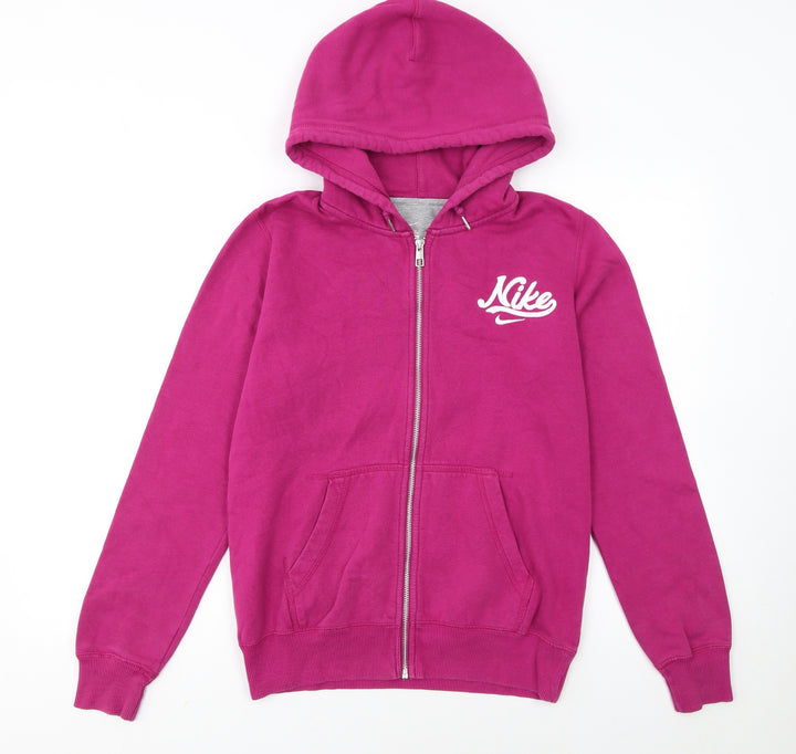 Nike Womens Pink Full Zip Hoodie M Cotton Blend Casual