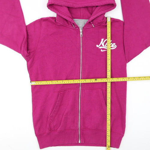 Nike Womens Pink Full Zip Hoodie M Cotton Blend Casual