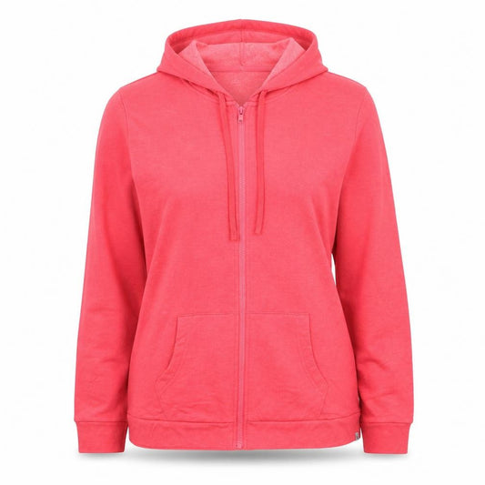Front view of Eddie Bauer Women's Coral Full Zip Hoodie, size XL, Cotton Blend