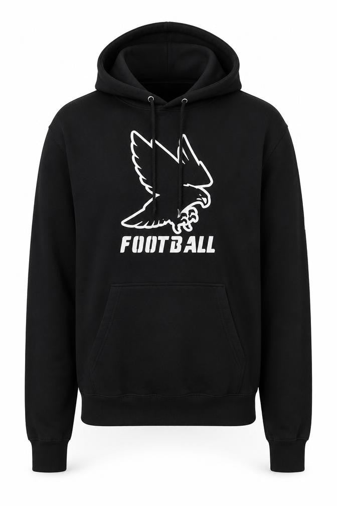 Front view of Champion Men's Black Football Graphic Pullover Hoodie, size M