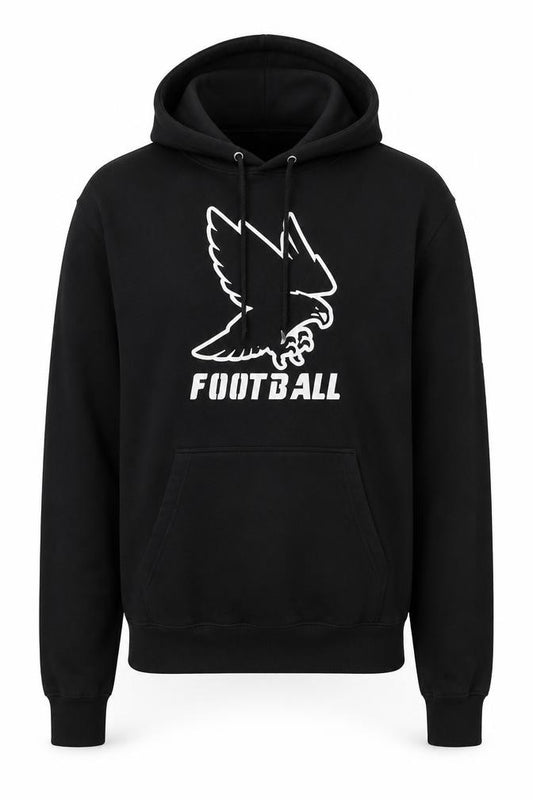 Front view of Champion Men's Black Football Graphic Pullover Hoodie, size M