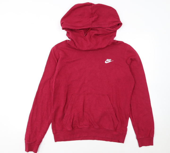 Nike Women Red Pullover Hoodie Medium Cotton Blend Casual