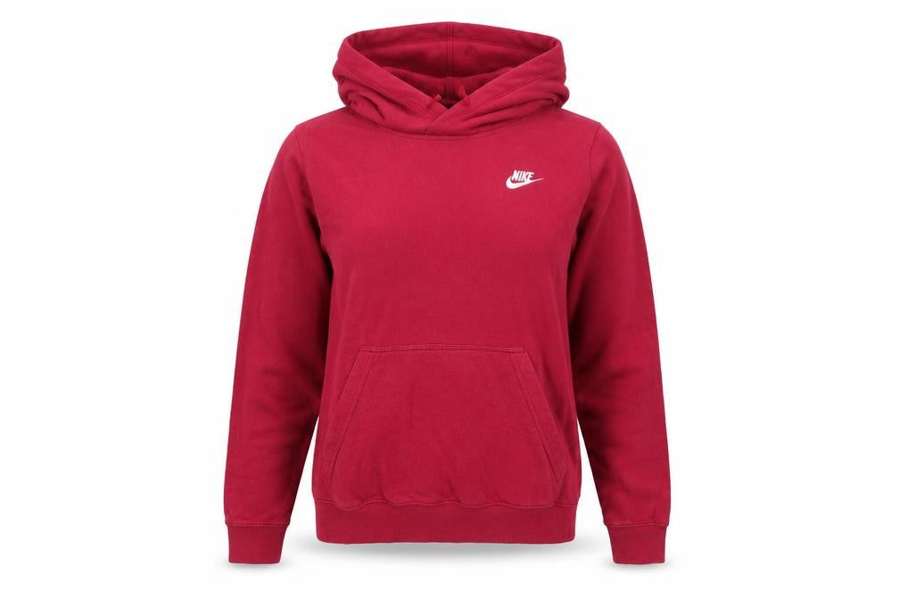 Front view of Nike Women Red Pullover Hoodie Medium Cotton Blend Casual