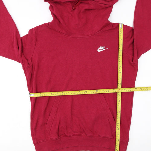 Nike Women Red Pullover Hoodie Medium Cotton Blend Casual
