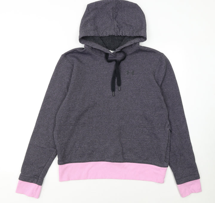 Under Armour Womens Grey Pink Pullover Hoodie Size M Loose Fit