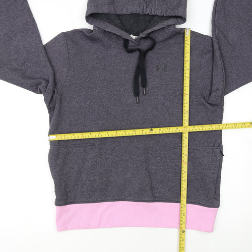 Under Armour Womens Grey Pink Pullover Hoodie Size M Loose Fit