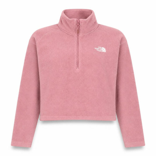 Front view of The North Face women’s pink fleece pullover sweatshirt medium