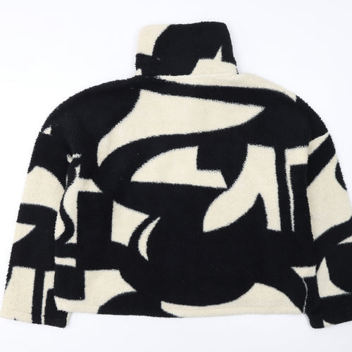 Monki Women's Black Beige Fleece Pullover Sweatshirt Size M